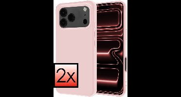 Hoesje - 2 Stuks - Geschikt voor Apple iPhone 17 Pro Max - Sterk & Shockproof - Case Siliconen - Back Cover - Telefoon Hoes - Lichtroze