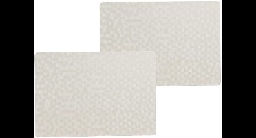 Wicotex luxe tafel placemats Stones - 8x stuks - PVC - wit - 30 x 43 cm - met anti slip - en PU coating - Onderleggers