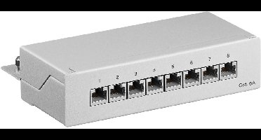 CAT6a Gigabit Desktop Patch Panel 1U met 8 poorten - afgeschermd / grijs