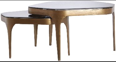 Light & Living - Salontafel AVI - 77x70x42 cm - Grijs - Set van 2