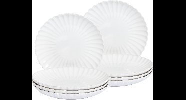 BELIANI NETTLE - Dinerborden set van 8 - Wit - Steengoed