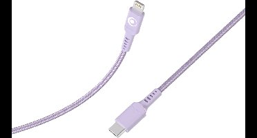 Bigben Connected, USB-C / Lightning 3A Power Delivery 60W 1,2 m Oplaad- en overdrachtkabel, Paars