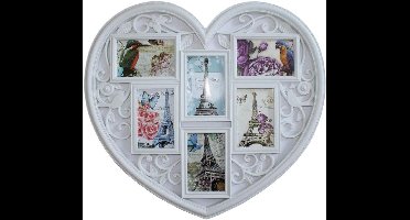 Thelau - Hartvormige wandlijst van PVC, wit, 57 x 50 cm - Sfeervolle decoratie voor aan de muur