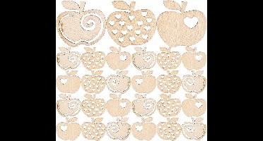 Brenzoos - Houten schijven appelvorm kersthanger - Set van 100 stuks voor DIY handwerk en feestdecoratie