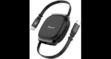 Ntech - USB-C Kabel 100W Intrekbare Snellader Kabel Zwart – Oplaadkabel Geschikt voor apparaten S25, S25 Ultra, S25 FE, S24, S24 FE, A56, A36,A26, A17, A16,Tab A11 Plus, 17, 17 Pro, 17 Pro Max, 16, 16 Pro, 15, 15 Pro
