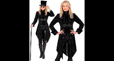 Deftige Gotische Jas Fluweel Zwart - Vrouw