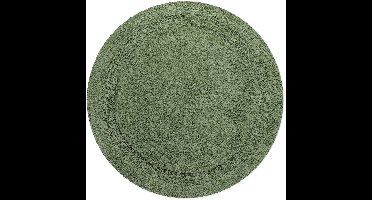 Wecon home Basics - Knut - Badmat - 80 cm rond - groente - Badkamermat antislip– douchemat voor douche – 100% Katoen – Pluizig Comfort – Waterabsorberend & Sneldrogend