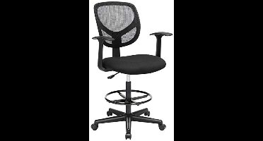 Hoppa! Bureaustoel – ergonomische werkkruk met armleuningen - zithoogte 51,5–71,5 cm - verstelbare voetsteun - belastbaarheid 120 kg - zwart