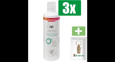 Beaphar Shampoo Hypoallergeen 250g - 3 Stuks - Inclusief PetsHome Goudkleurige Adreskoker