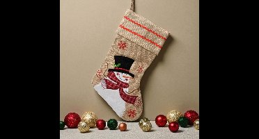 Luxe Kerstsok Klassiek met Sneeuwpop - kerstdecoratie