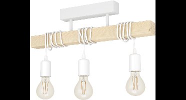 EGLO Townshend Plafondlamp - E27 - 55 cm - Wit/Bruin - FSC Hout