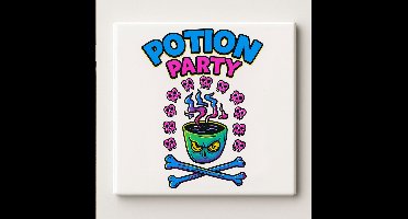 Potion Party Halloween Tegel – 15x15 cm Griezelige Keramische Wandtegel – Leuk Hekserig Cadeau voor Halloweenliefhebbers & Feestdecoratie