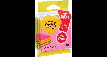 Post-it Notes kubus ft 76 mm x 76 mm | Neon | blok van 325 + 65 vel gratis | op blister