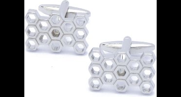 Manchetknopen - Honingraat Bijen Zilverkleurig