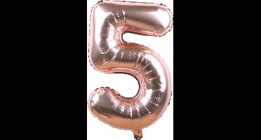 New Age Devi - Feestelijk - Cijferballon - Folieballon - 40cm - Roze - Cijfer 5 - Voor elke gelegenheid