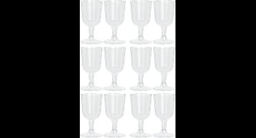 Excellent Houseware Wijnglazen - 12x - transparant - kunststof - 160ml - herbruikbaar wijnglas