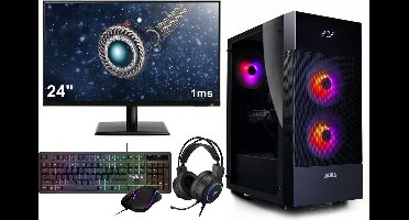 Ryzen 5 8500G 8e Generatie Game PC SET / Computer Compleet - Met Gaming Toetsenbord, Muis, Headset, Muismat en 24" Monitor - 32GB DDR5 5600MHz RAM - 1TB SSD - AMD Radeon 740M - WiFi - Windows 11 Pro - Aura GC5