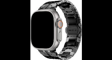 New Age Devi - RVS Ultra Band Zwart - Geschikt voor Apple Watch 42mm44mm45mm46mm49mm - Luxe RVS Metalen Smartwatchband met Vlindergesp - Voor iWatch Series 1 tm 10 en SE - Ideaal voor alle maten - Stijlvol en Duurzaam