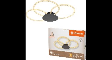 LEDVANCE Decor Aura plafondlamp van gebogen polycarbonaat met LED en filamentontwerp, 21 W, 2200 lm, 3000 K, 830 warm wit, click dimbaar, donkergrijs, kunststof (PC), IP20