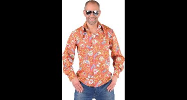 Hippie blouse Paisley oranje/bruin - Maat 50/52