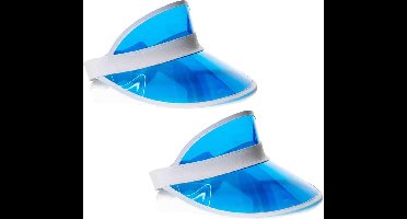 Partychimp Jaren 80 transparante zonnkleppen - 2x stuks - Blauw