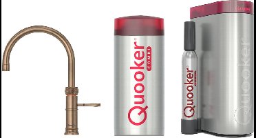 Quooker Classic Fusion Round messing patina met COMBI+ boiler en CUBE reservoir 5-in-1 kokend water kraan