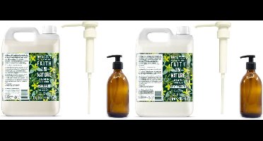 FAITH IN NATURE - Shampoo & Conditioner Seaweed & Citrus Refill - 2 x 5 Liter= 10 liter - met 2 pompjes - nu met 2 Gratis glazen refill flessen 500ml