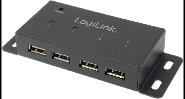 LogiLink USB 2.0 Hub 4-Port mit Netzteil Metall