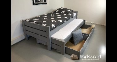 Rockwood® Kinderbed Combi Grey met twee lattenbodems en matras onderbed Parma