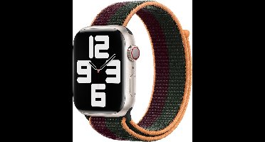 Apple Watch Geweven Sportbandje - 41mm - Dark Cherry/Forest Green - voor Apple Watch SE/5/6/7