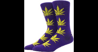 Wietsokken - Cannabissokken - Wiet - Cannabis - Paars-geel - Unisex sokken - Maat 36-45