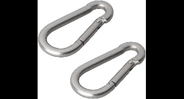 ProPlus Karabijnhaak - RVS - 8 x 80 mm - 2 stuks - chroom