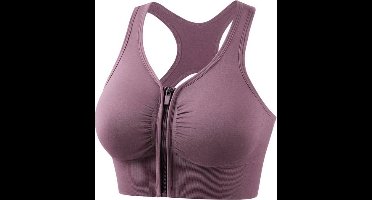 Sportbeha met voorsluiting - Pastel Paars - Large - Let op! Valt klein, bestel minimaal een maat groter.