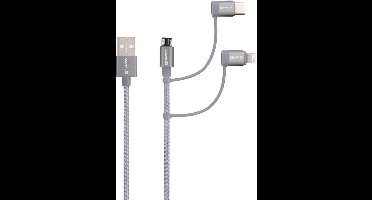 Skross USB-kabel USB 2.0 USB-A stekker 0.30 m Space grijs Rond, Flexibel, Stoffen mantel SKCA00133-130CN