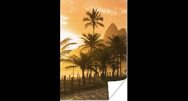 Poster Palmen bij zonsondergang op het Ipanema-strand in Rio De Janeiro - 20x30 cm