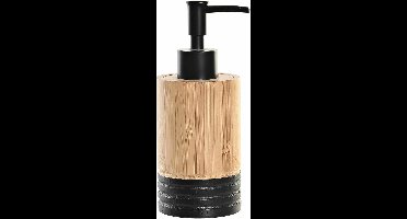 Items Zeeppompje/dispenser - bruin/zwart - bamboe hout - 7 x 17 cm - keuken/badkamer/toilet - lotionpomp