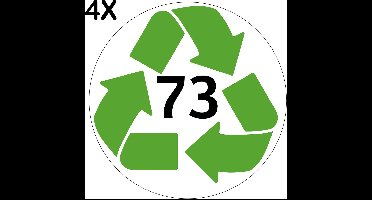 Containerstickers Huisnummer "210" - 25x25cm - Witte Cirkel met Groen Recycle Logo en Zwart Nummer- Set van 4 dezelfde Vinyl Stickers - Klikostickers