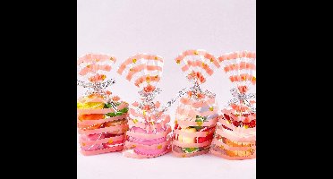 *** 50 Transparante Uitdeelzakjes met Hartjes met roze Strepen - Plastic Traktatieerzakjes - Giftbags Wit Doorzichtig - van Heble®***