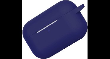 Hoes - Geschikt voor Apple AirPods Pro 2 - Siliconen Hoesje met Clip - Silicone Case Cover - Donkerblauw