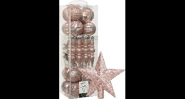 Decoris kerstversiering - 31x stuks - lichtroze - kunststof