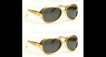 Partychimp Party/verkleed brillen - 2x stuks - metallic goud