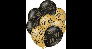 Verjaardag ballonnen - 18 jaar en happy birthday 24x stuks zwart/goud