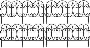 Tuinhekjes - 20x stuks - kunststof - 60 x 30 cm - zwart - borderrand - tuinafscheiding