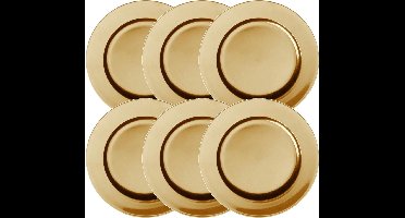 Cepewa kerstdiner onderbord - Set van 8x stuks - goud - kunststof - 33 cm