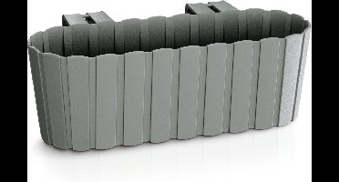 Balkon plantenbak/bloembak - met haken - kunststof - rechthoekige - grijs - 38 cm - Tuin/balkon decoraties