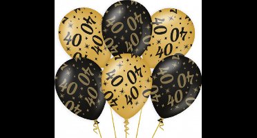 40 jaar verjaardag feest ballonnen - 6x stuks - zwart/goud - leeftijd - 30 cm - versiering - feestartikelen