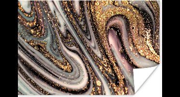 Poster Marmerlook - Goud - Glitter - Luxe - Marmer - Wit - 30x20 cm