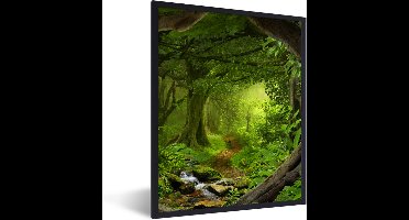 PosterMonkey - Fotolijst - Jungle - Rivier - Boom - Groen - Stenen - Poster - Kader - Foto in lijst - 30x40 cm - Poster jungle - Posterlijst - Frame poster - Woondecoratie - Kerstversiering - Kerstdecoratie voor binnen - Kerstmis