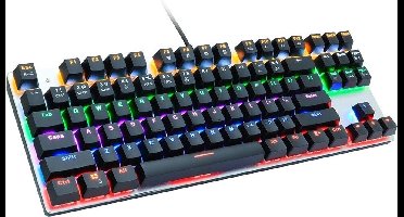 DrPhone AULA2 Mechanisch USB Bedrade Gaming Toetsenbord – 87 Toetsen + LED-achtergrondverlichting – Multimedia - Anti-Ghosting technologie met Rode Schakelaar