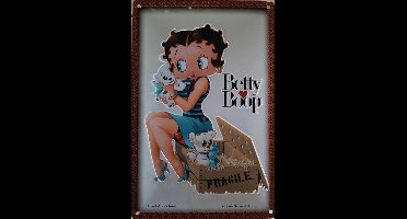 Betty Boop Puppy .  Metalen wandbord in reliëf 20 x 30 cm.